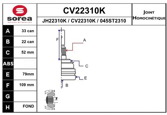 Tête de cardan SEEAC CV22310K