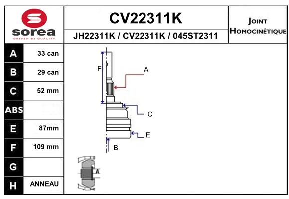 Tête de cardan SEEAC CV22311K