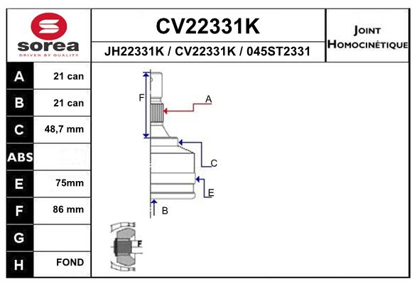 Tête de cardan SEEAC CV22331K