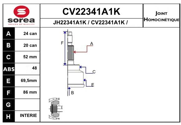 Tête de cardan SEEAC CV22341A1K