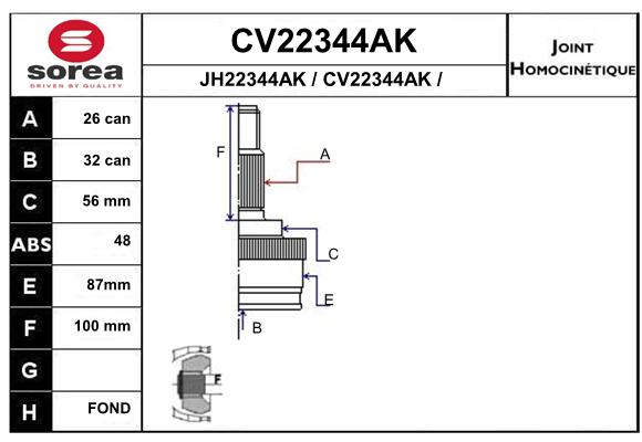 Tête de cardan SEEAC CV22344AK