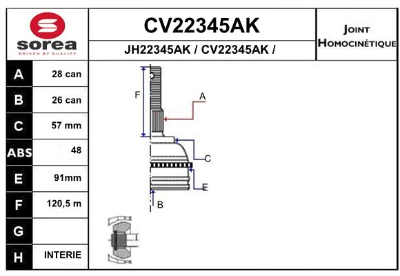 Tête de cardan SEEAC CV22345AK