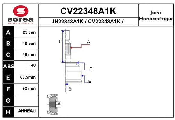 Tête de cardan SEEAC CV22348A1K