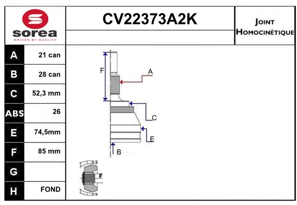 Tête de cardan SEEAC CV22373A2K