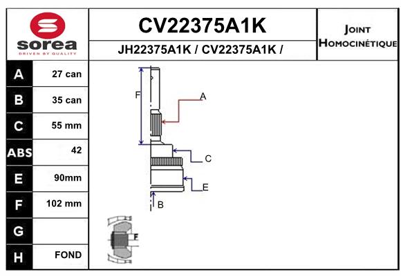 Tête de cardan SEEAC CV22375A1K