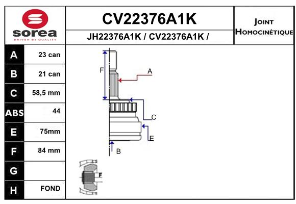 Tête de cardan SEEAC CV22376A1K