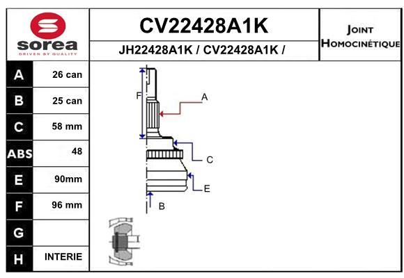 Tête de cardan SEEAC CV22428A1K