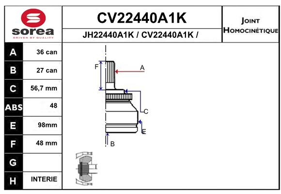 Tête de cardan SEEAC CV22440A1K