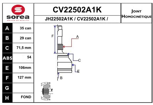 Tête de cardan SEEAC CV22502A1K