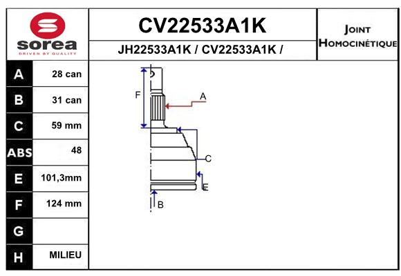 Tête de cardan SEEAC CV22533A1K