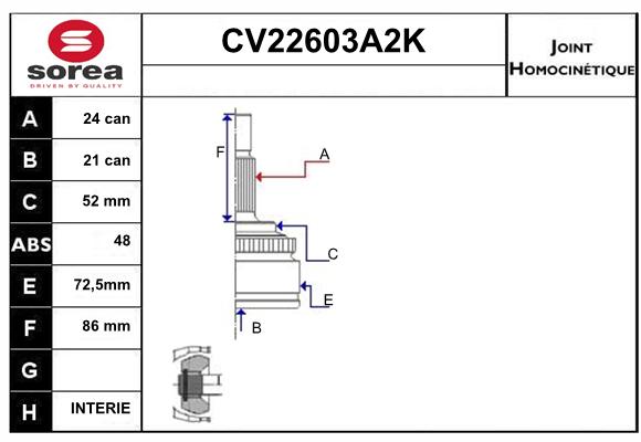 Tête de cardan SEEAC CV22603A2K