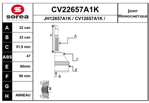 Tête de cardan SEEAC CV22657A1K