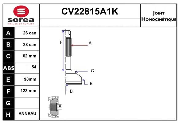 Tête de cardan SEEAC CV22815A1K