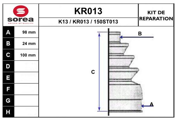 Soufflet de cardan SEEAC KR013 (côté roue)