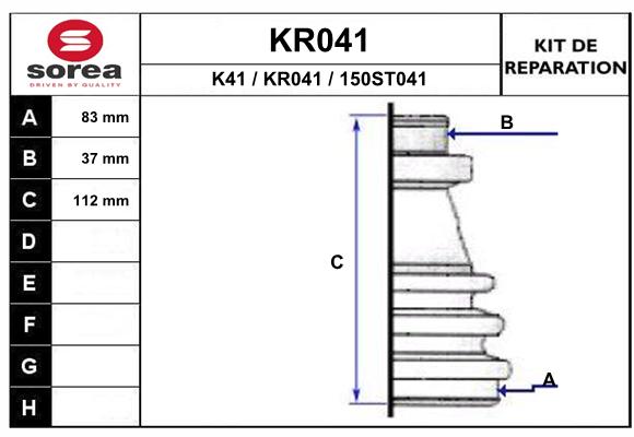 Soufflet de cardan SEEAC KR041 (côté roue)