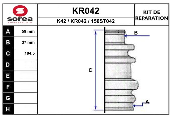 Soufflet de cardan SEEAC KR042 (côté roue)