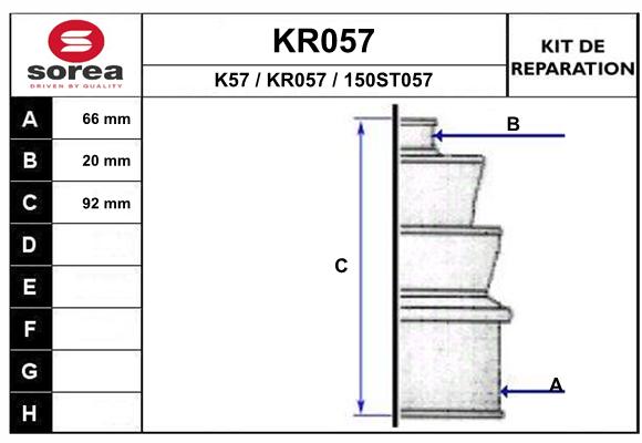 Soufflet de cardan SEEAC KR057 (côté roue)