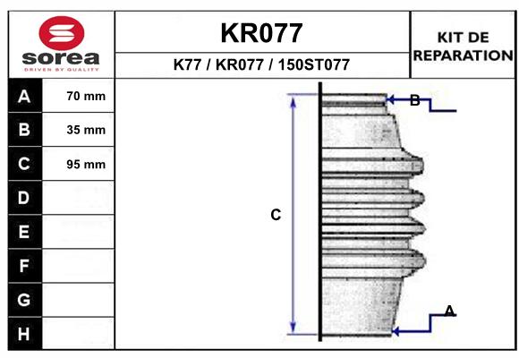 Soufflet de cardan SEEAC KR077 (côté roue)