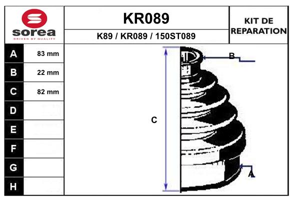 Soufflet de cardan SEEAC KR089 (côté roue)