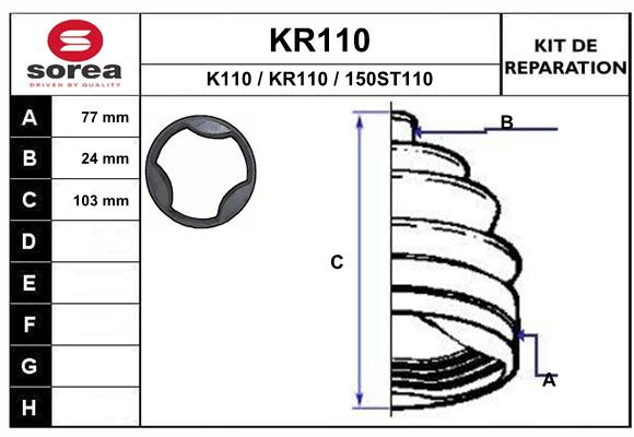 Soufflet de cardan SEEAC KR110 (côté boîte)