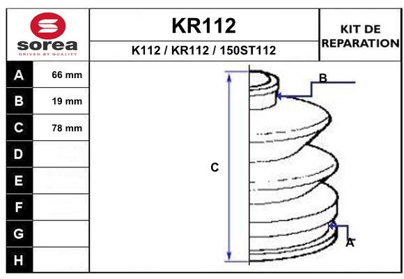 Soufflet de cardan SEEAC KR112 (côté boîte)