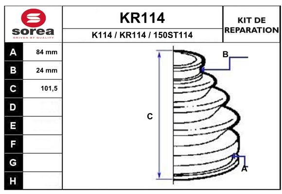 Soufflet de cardan SEEAC KR114 (côté roue)