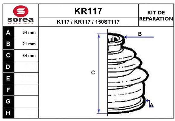 Soufflet de cardan SEEAC KR117 (côté roue)