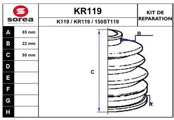 Soufflet de cardan SEEAC KR119 (côté roue)