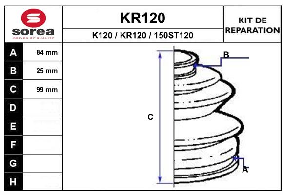 Soufflet de cardan SEEAC KR120 (côté roue)