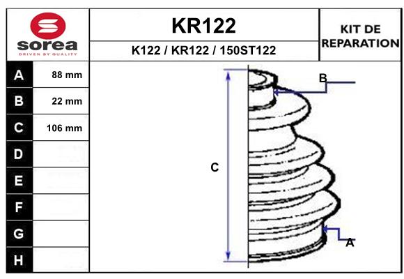 Soufflet de cardan SEEAC KR122 (côté roue)