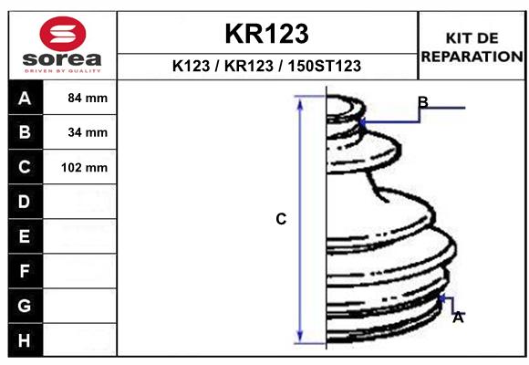 Soufflet de cardan SEEAC KR123 (côté roue)