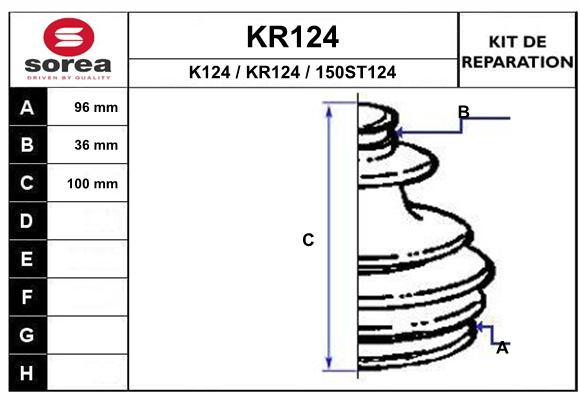 Soufflet de cardan SEEAC KR124 (côté roue)