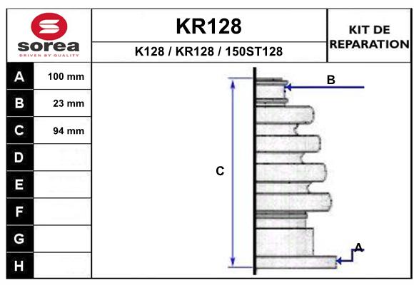 Soufflet de cardan SEEAC KR128 (côté roue)