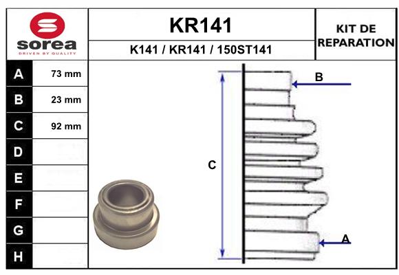 Soufflet de cardan SEEAC KR141 (côté boîte)