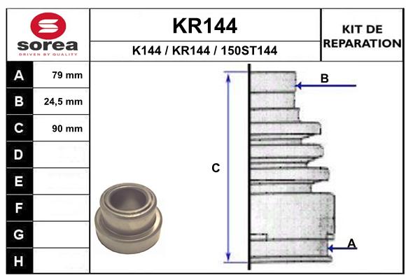 Soufflet de cardan SEEAC KR144 (côté boîte)