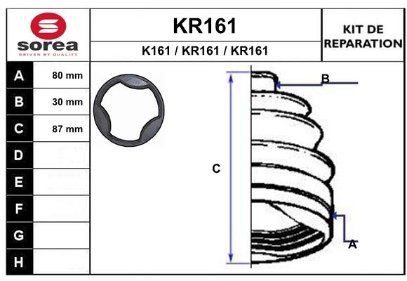 Soufflet de cardan SEEAC KR161 (côté boîte)