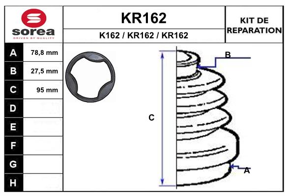 Soufflet de cardan SEEAC KR162 (côté boîte)