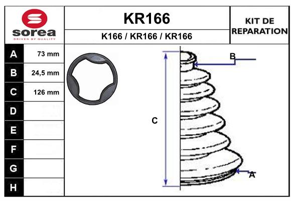 Soufflet de cardan SEEAC KR166 (côté boîte)