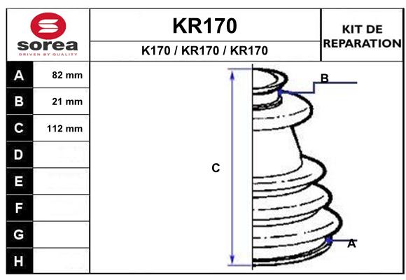 Soufflet de cardan SEEAC KR170 (côté roue)