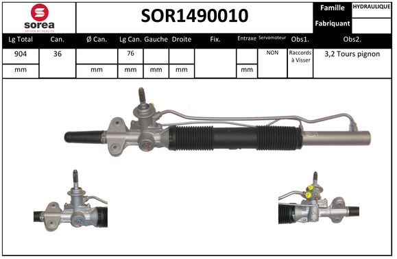 Crémaillère de direction hydraulique SEEAC SOR1490010