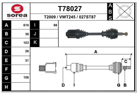 Transmission (Cardan) SEEAC VWT245