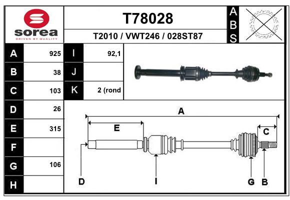 Transmission (Cardan) SEEAC VWT246