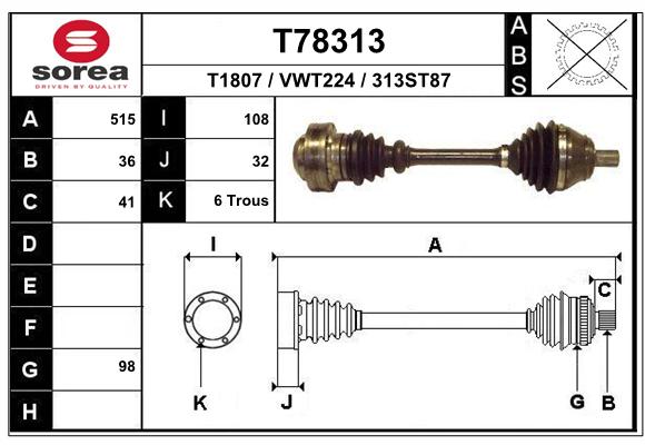 Transmission (Cardan) SEEAC VWT224