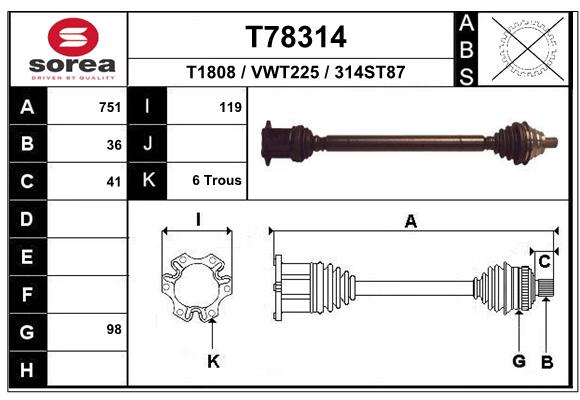 Transmission (Cardan) SEEAC VWT225