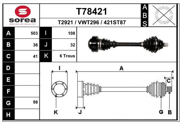 Transmission (Cardan) SEEAC VWT296