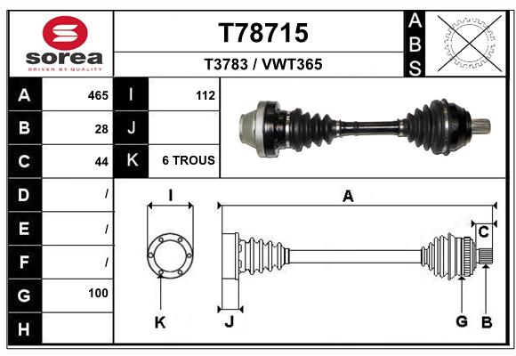 Transmission (Cardan) SEEAC VWT365