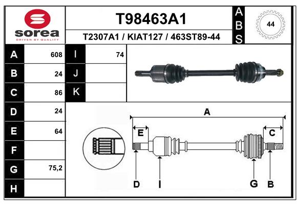 Transmission (Cardan) SEEAC KIAT127