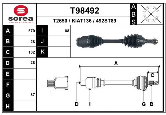 Transmission (Cardan) SEEAC KIAT136