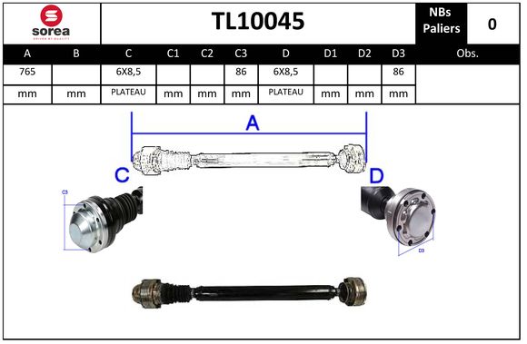 Arbre de transmission d'entraînement essieux SEEAC TL10045