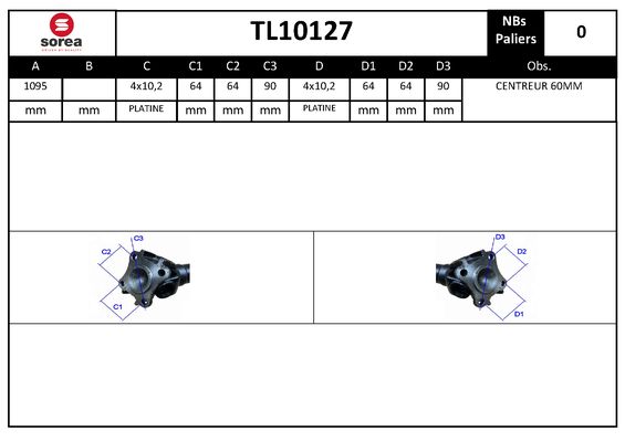 Arbre de transmission d'entraînement essieux SEEAC TL10127